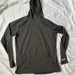 Barbell Charcoal Hooded Sweatshirt with Zipper Pockets medium